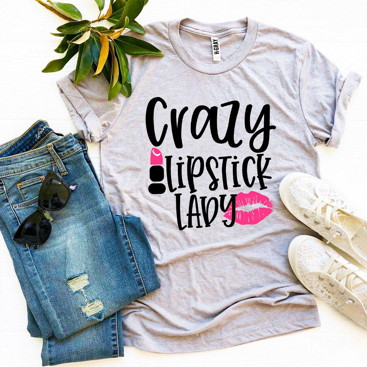 Crazy Lipstick Lady T-shirt Agate