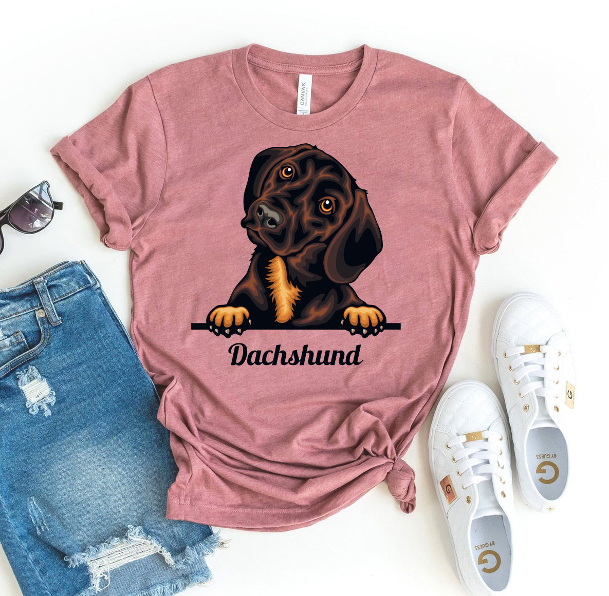 Peeking Dachshund Dog T-shirt