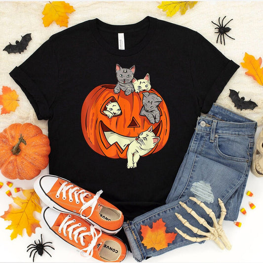 Pumpkin Cat Halloween T-shirt