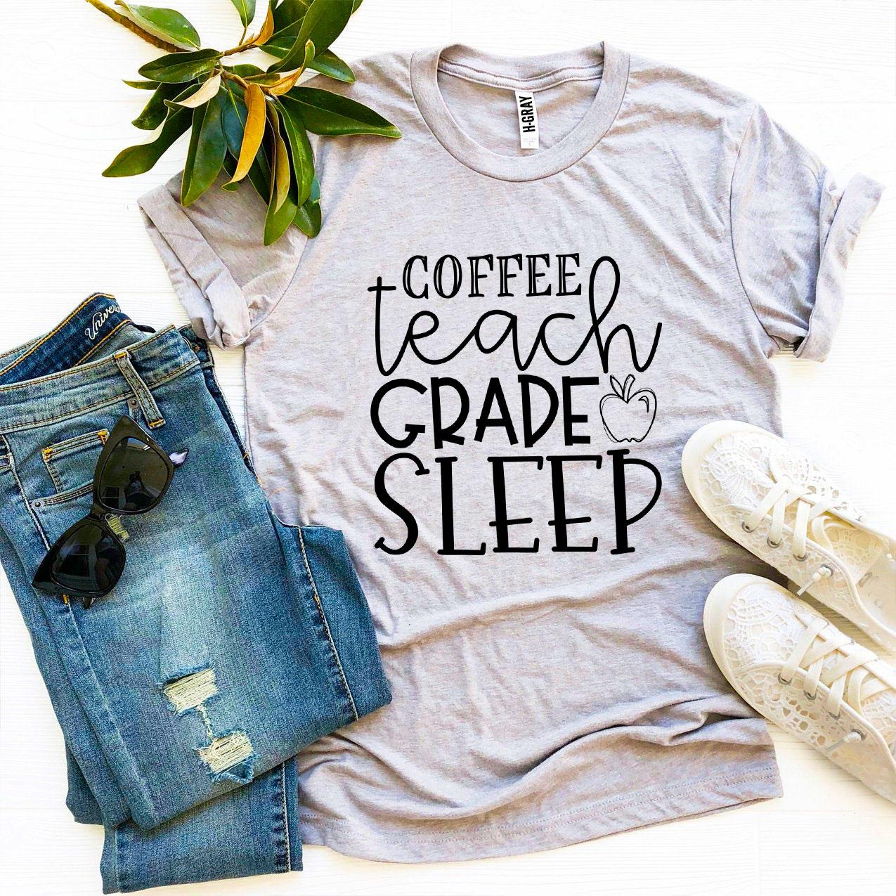 Coffee Teach Grade Sleep T-shirt Agate