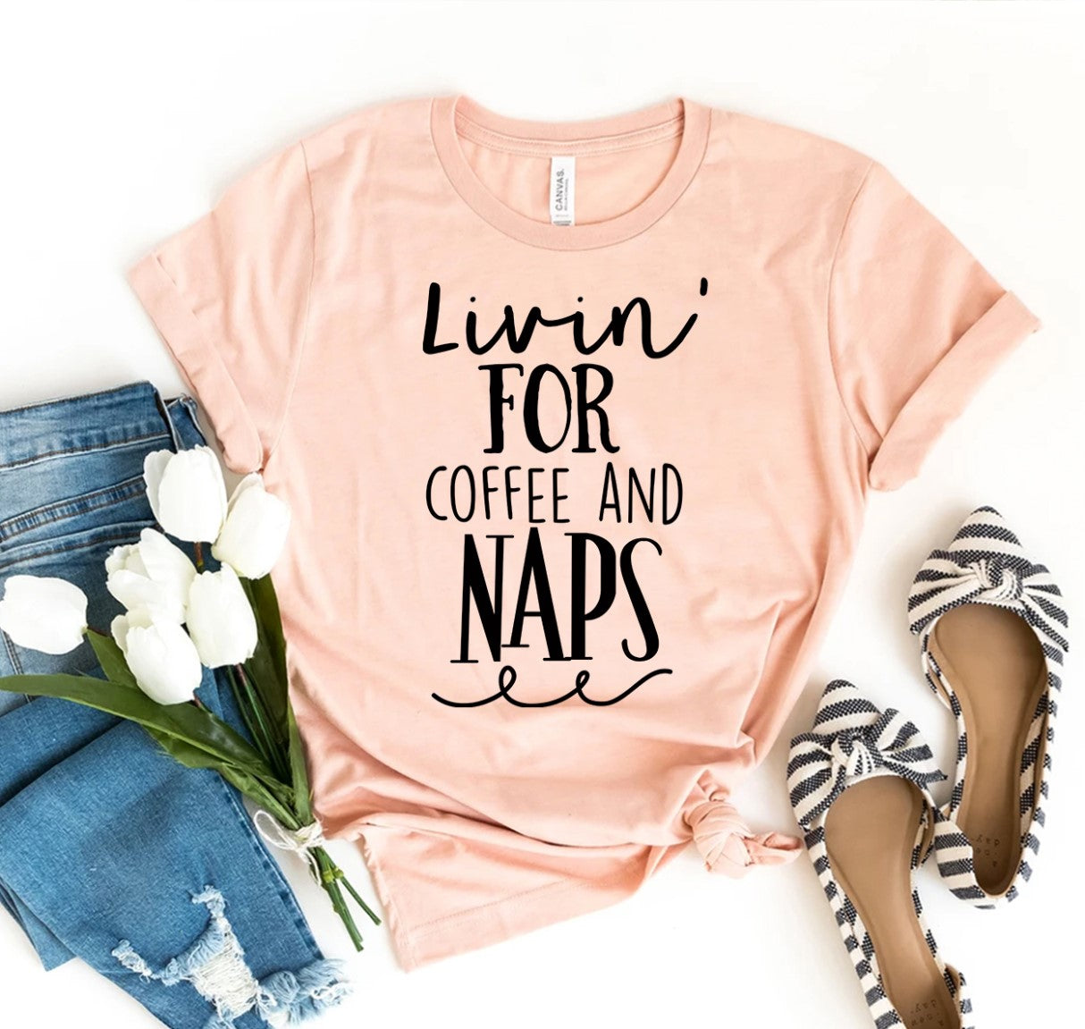 Living For Jesus Coffee And Naps T-shirt