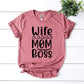 Wife Mom Boss T-shirt Agate