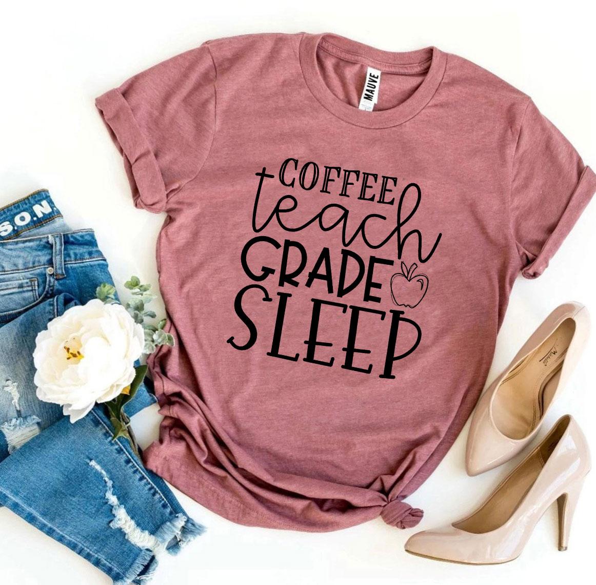 Coffee Teach Grade Sleep T-shirt Agate